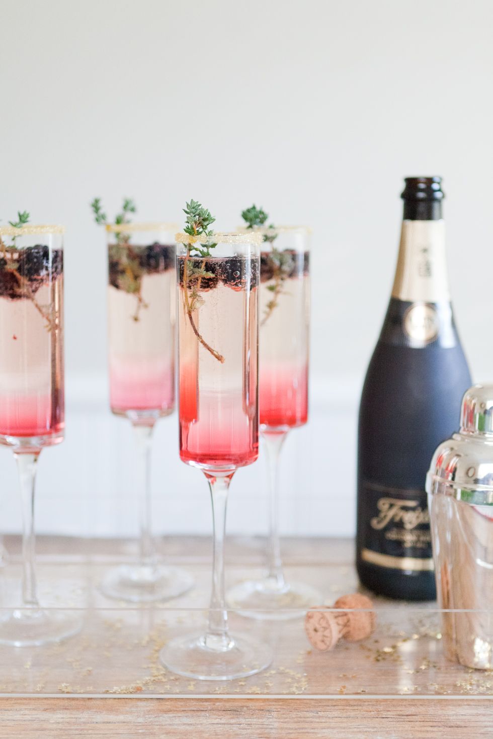 Blackberry Thyme Sparkler Champagne Cocktail