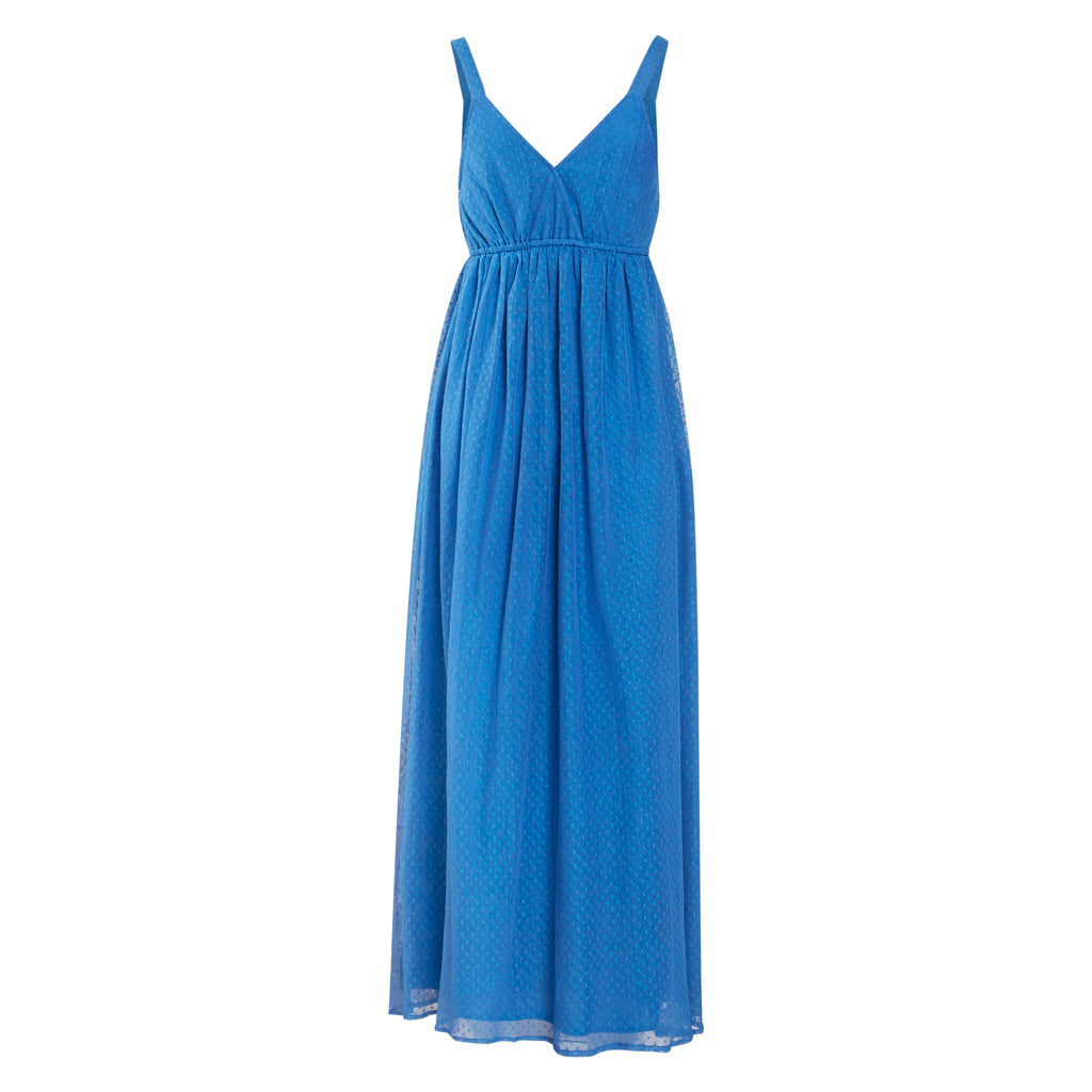 Arella Blue Cotton Dot Tulle Dress