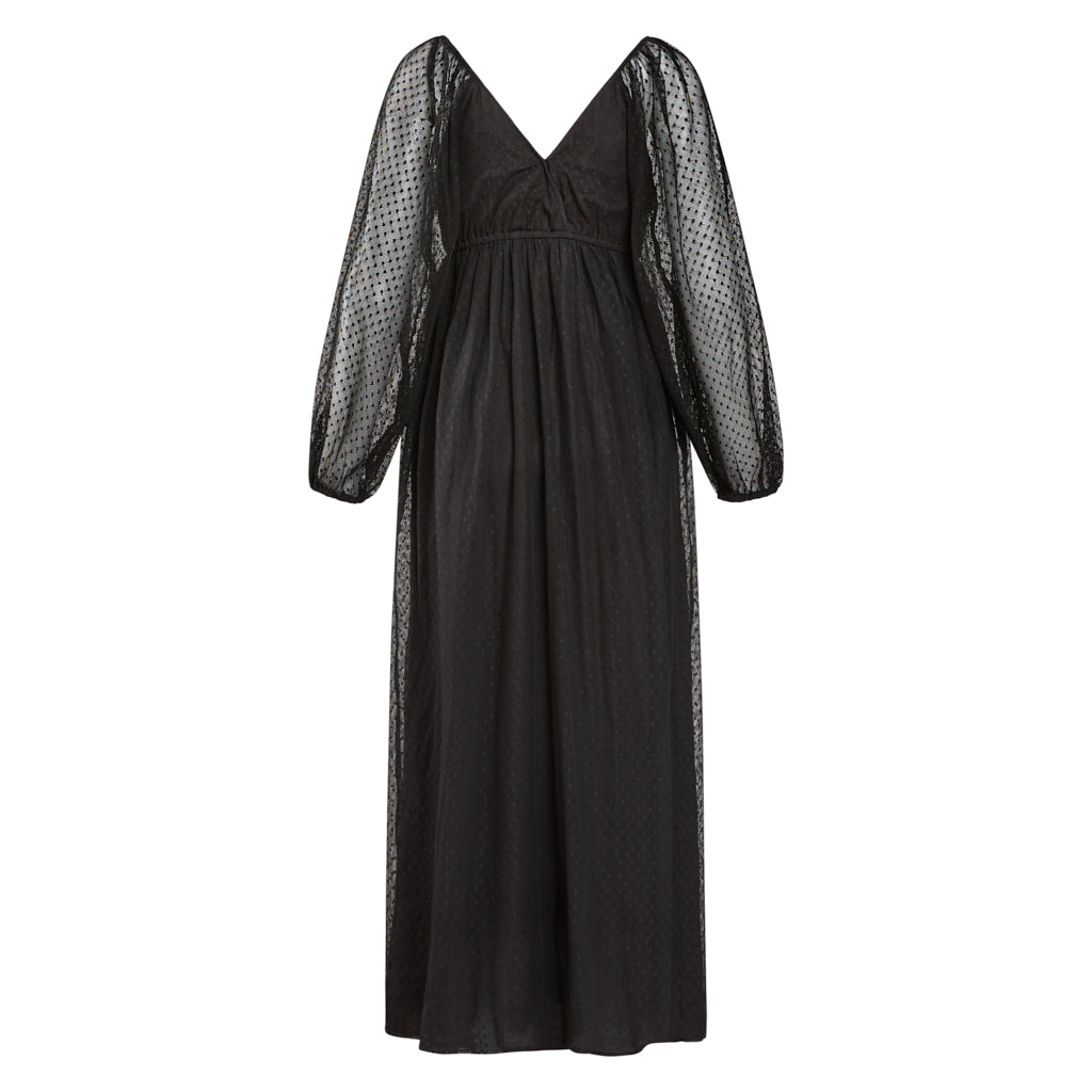 Alba Black Cotton Dot Tulle Dress