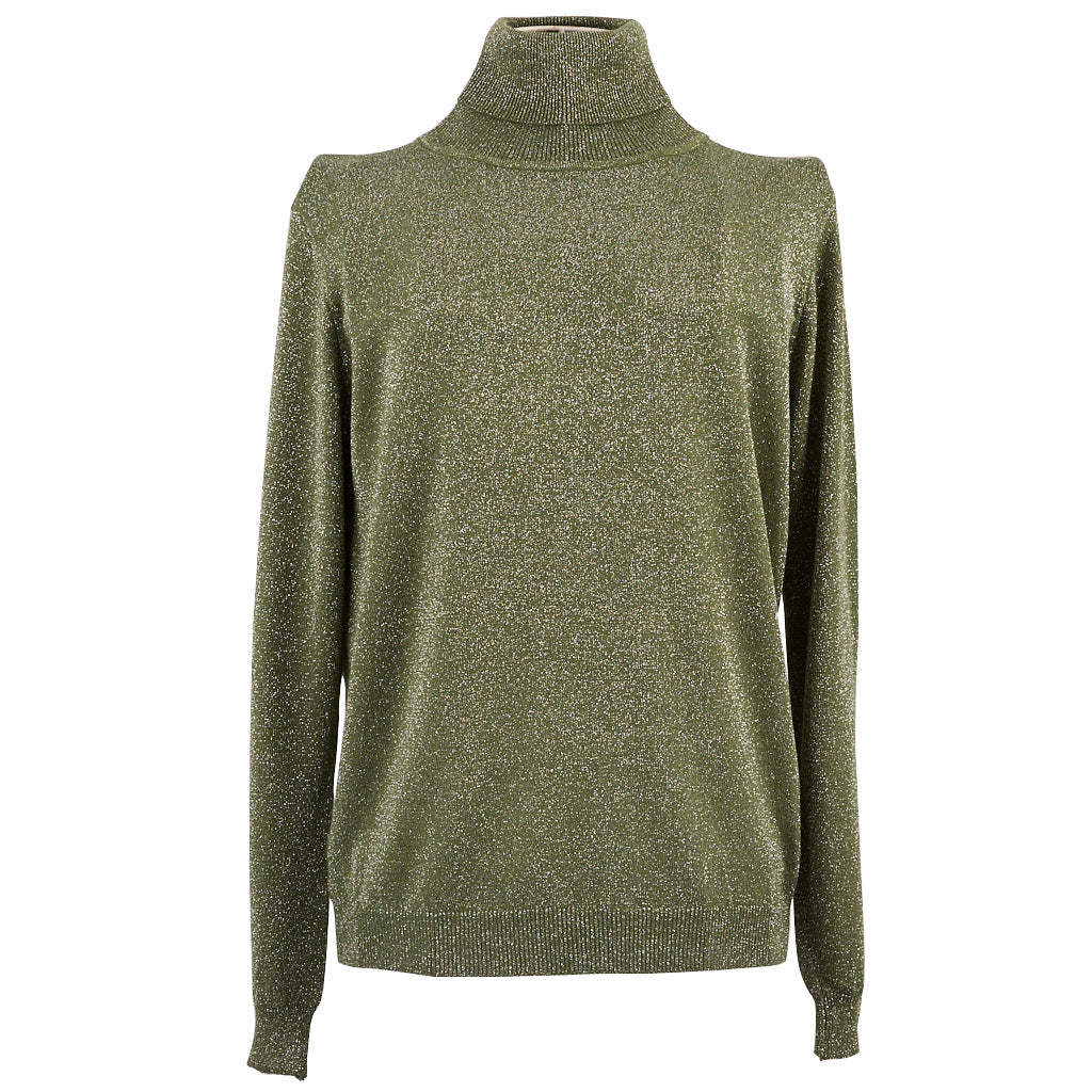 Green Lurex Roll Neck Top Rebecca Thompson