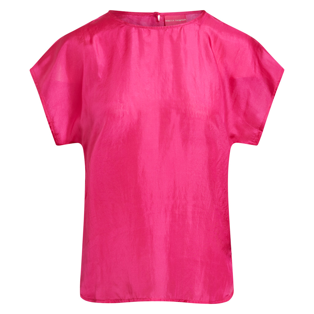 Hot Pink Pure Silk Short Sleeve Tshirt