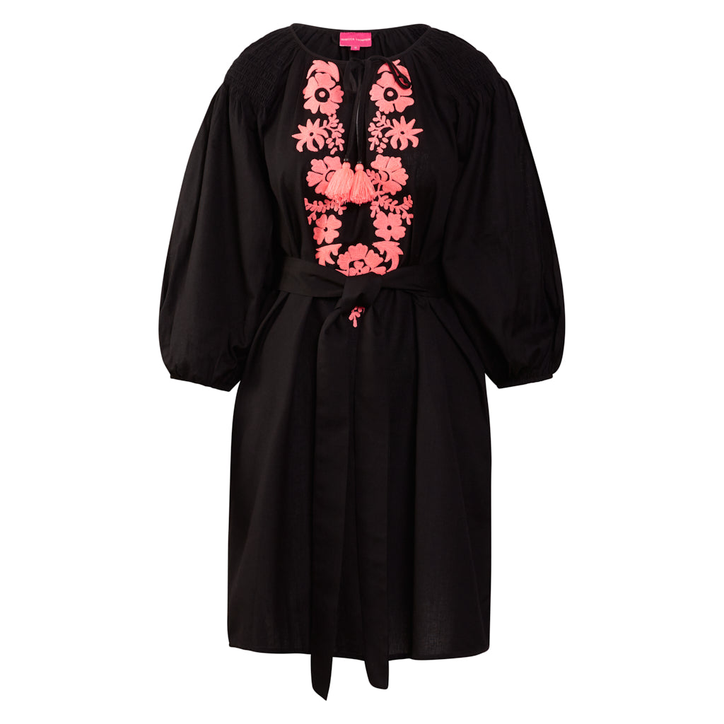 Liv Black Embroidered Caftan Dress