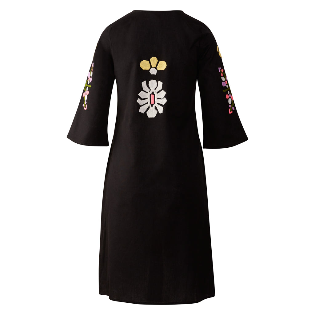 Jess Black Embroidered Caftan Dress