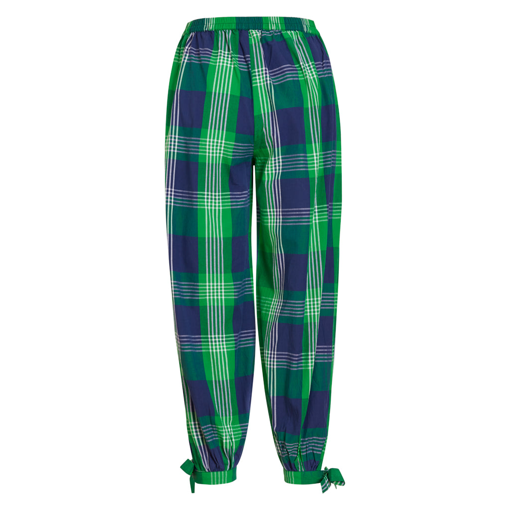 Madras Navy/Green Waisted Tie Trouser