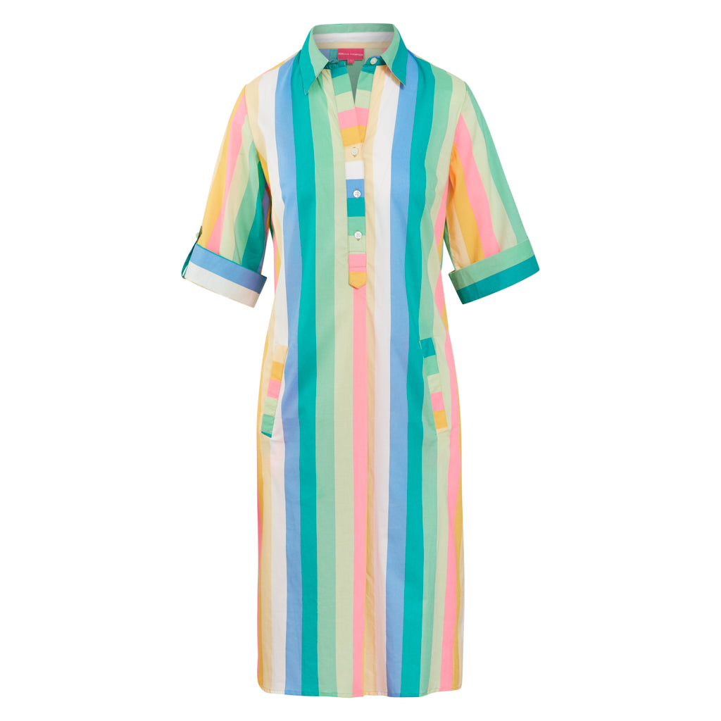 Fluro Rainbow Deb Front Pocket Shirt Dress