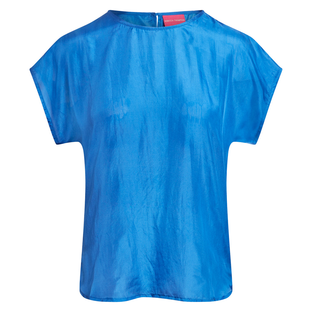 Torzina Blue Pure Silk Short Sleeve Tshirt