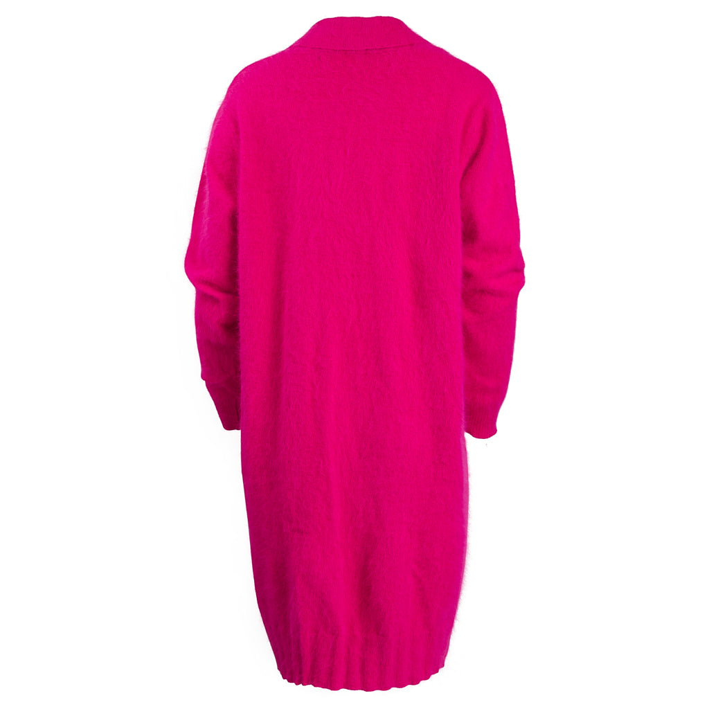 Shawl Rib Collar Knit Cardigan Hot Pink