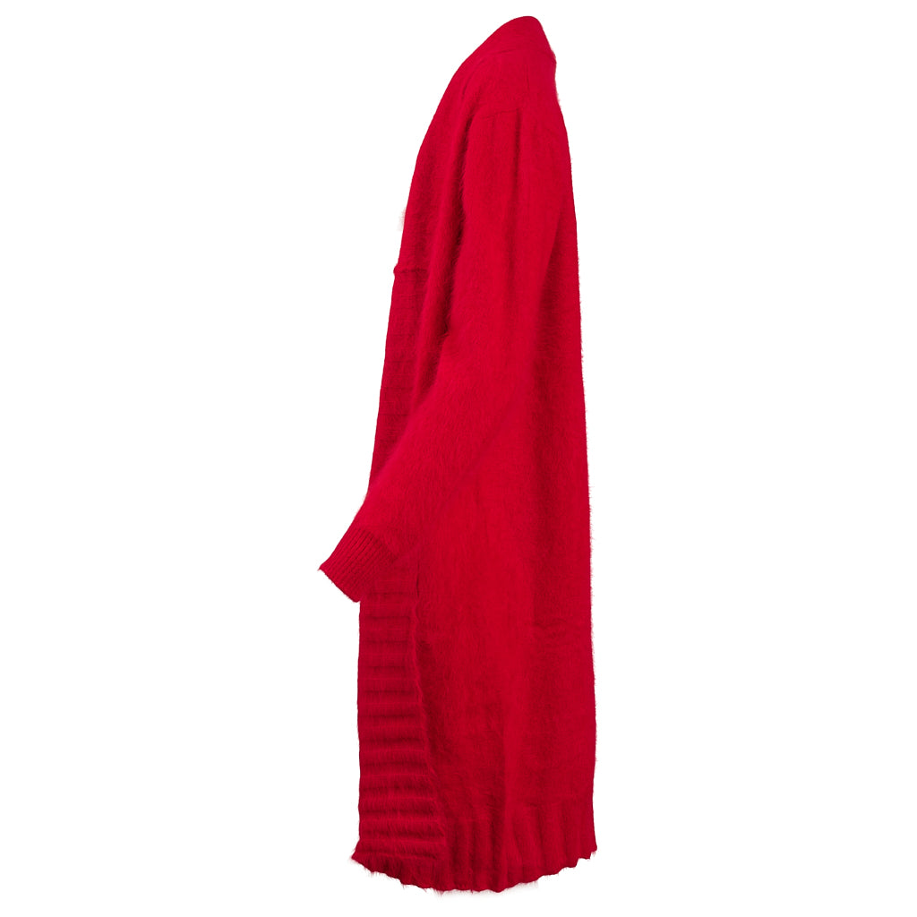 Shawl Rib Collar Knit Cardigan Red