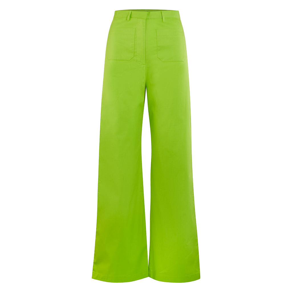 Fluro Green Annalise High Waist Trousers