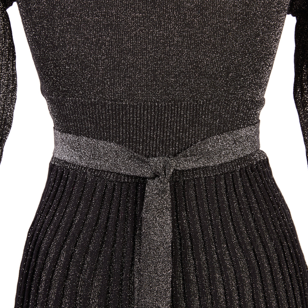 Black Midi Length Lurex Knit Dress