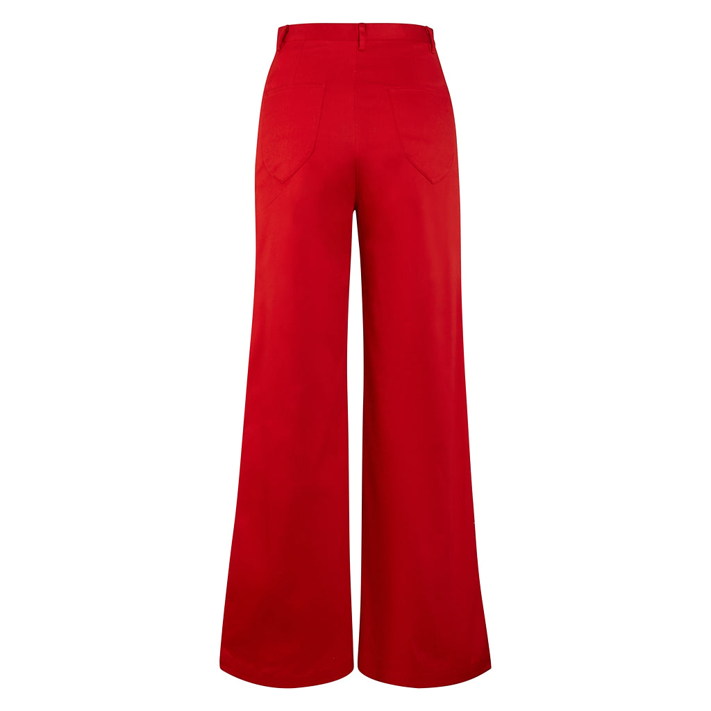 Red Annalise High Waist Trousers